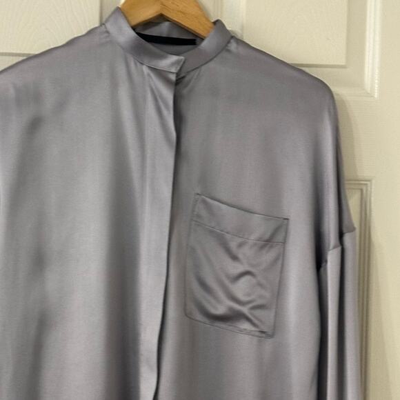 Haider Ackermann Silver Silk Charmeuse Oversized Top size FR 34 - Picture 6 of 15